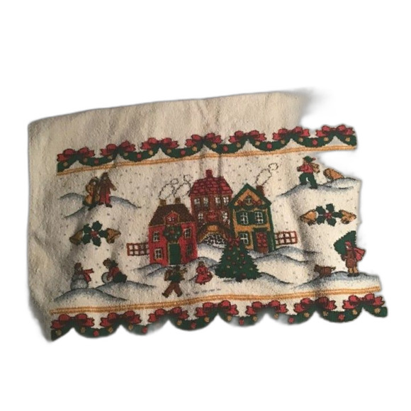 Christmas Hand Towel Houses With Trees, Holly, etc. - 24" x 13" - Picture 2 of 5